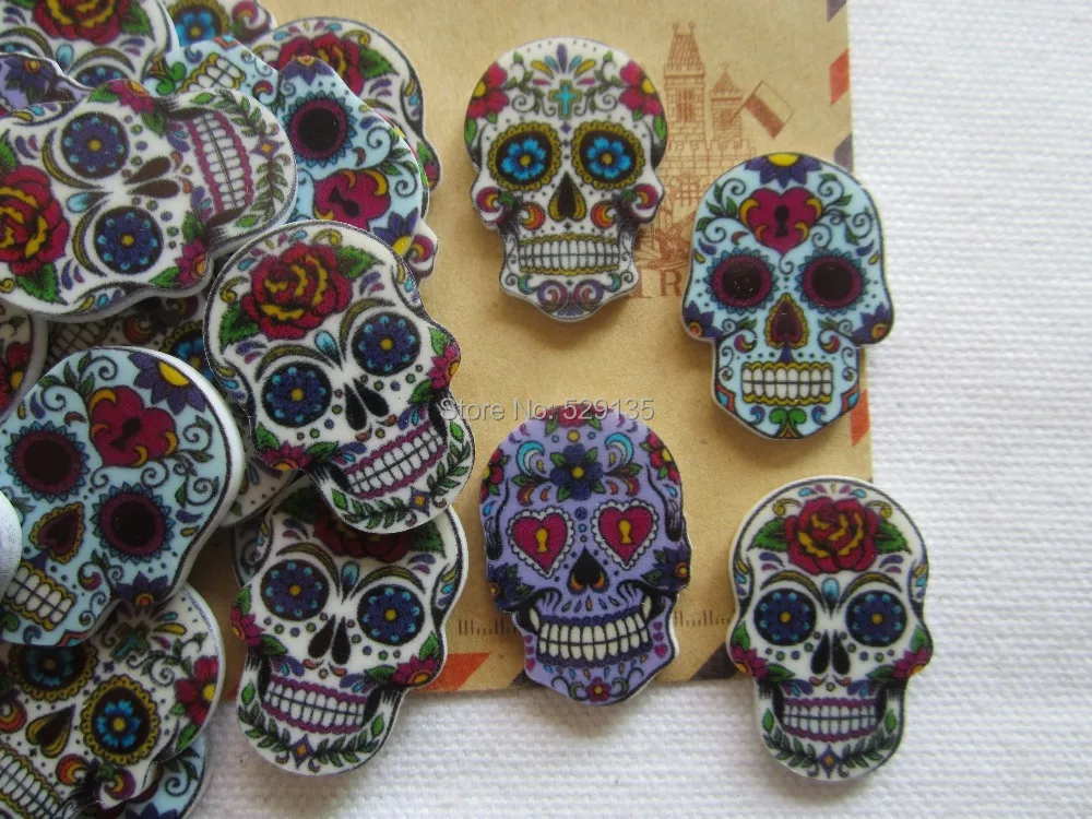 10pcs/lot Wholesale Planar Resin Mix Design &quotSKULL' for Hair Bow Center Crafts Making DIY (20*29mm) | Дом и сад