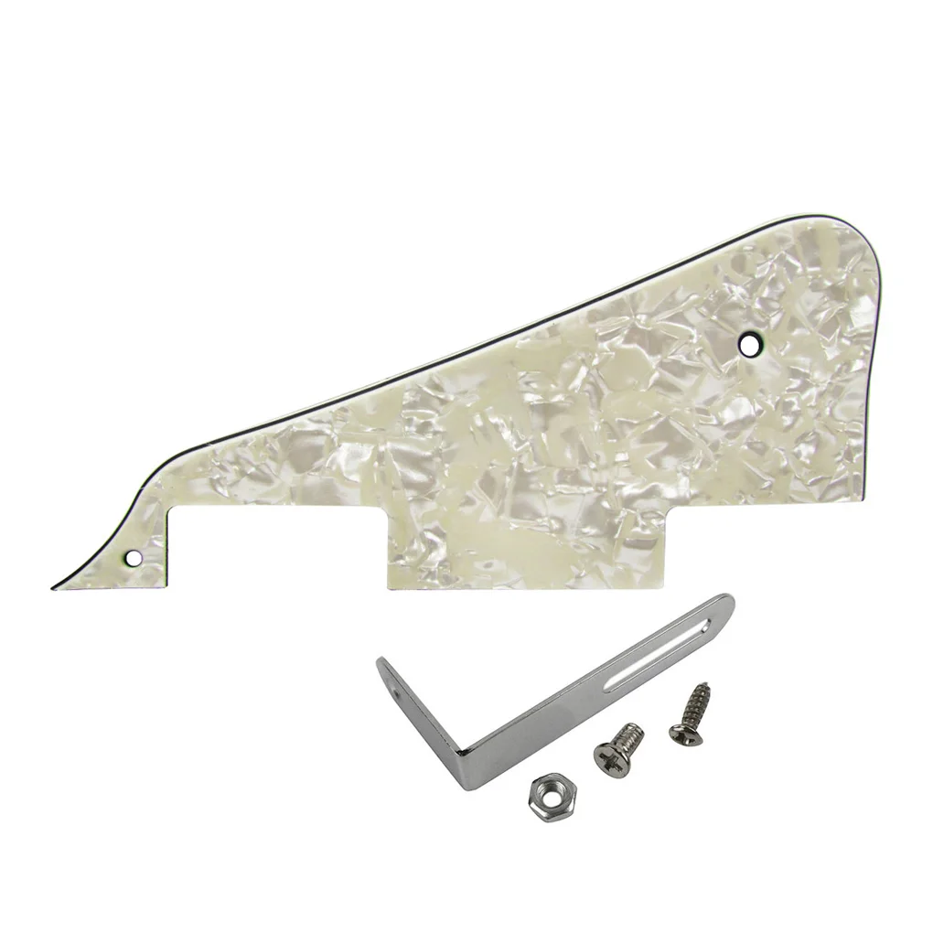 

NEW Guitar Parts Aged Pearl Electric Guitar Pickguard Scratch Plate 4Ply with Chrome Bracket for LP