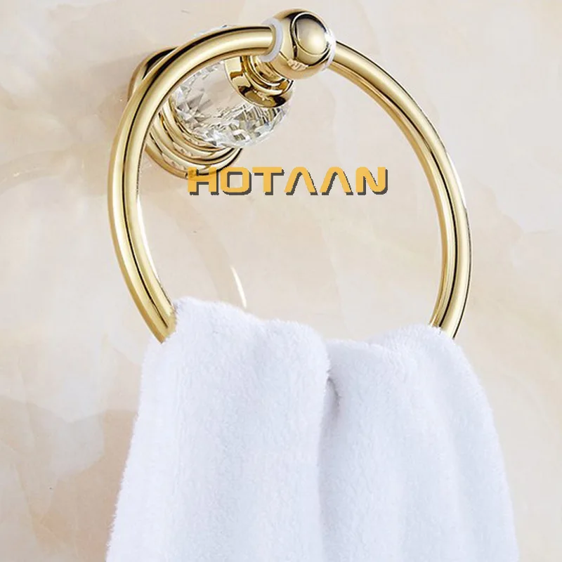 Crystal Towel Holder Ring Round Wall Mounted Rack Bar Bathroom Accessories YT-12891G bathroom towel ring bathroom towel holder