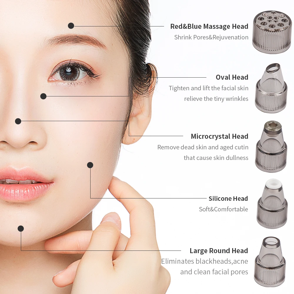 Removedor de Cravo Cuidados com a Pele Sucção a Vácuo Poros Vácuo Acne Espinha Remoção Rosto Poro Profunda Limpo 12 Utensílios de cuidado facial