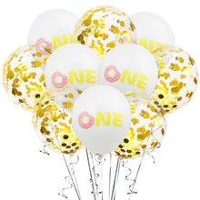 10Pcs Donut One Ballons Boy Girl First Birthday Latex Balloons Decoration Baby 1st Birthday Confetti Balloon Party Supplies