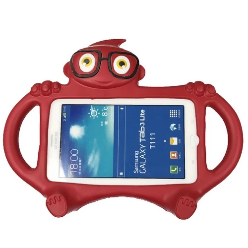 Детский чехол с очками для samsung Galaxy Tab 3 Lite T110 T111/Tab 4 7,0 T230 T231 мультяшный EVA Настольный стенд держатель задняя крышка - Цвет: Красный