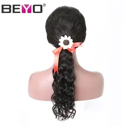 Beyo перуанский объемная волна 6x12 кружева фронтальной парик предварительно сорвал с для волос-человеческих волос парики Для женщин