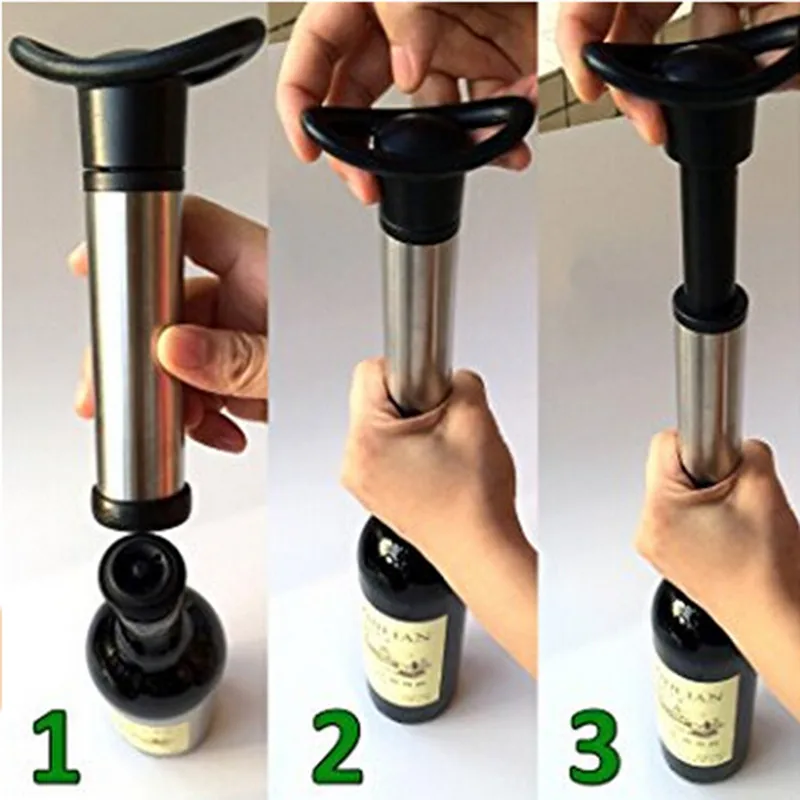 Stainless Steel Vacuum Wine Saver Pump Wine Bottle Stopper With Wine