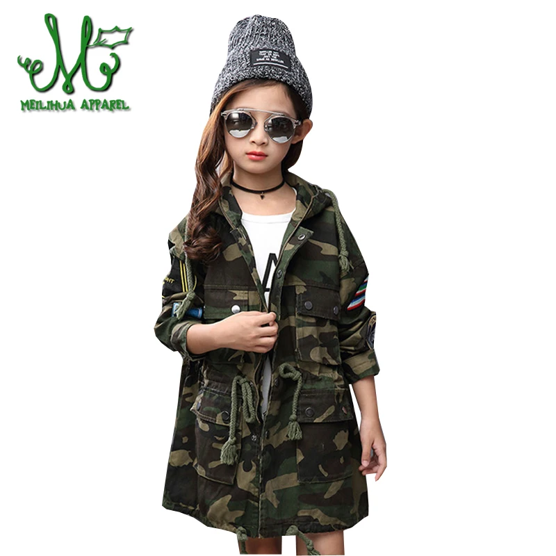  Camouflage Jacket For a Girl Spring Autumn Fashion Teenager Boys And Girl Hooded Trench Jacket Coat For 6 8 10 12 14 16 Years