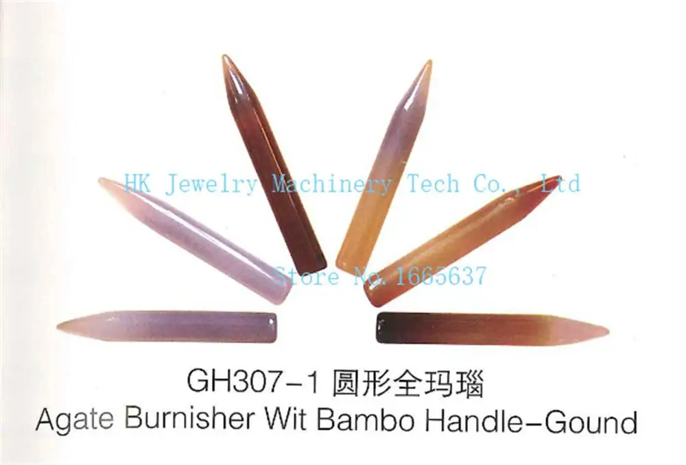 

6pcs/lot agate burnisher wit bamboo handle round Gold and Sliver Burnisher Polishing Agate Knife