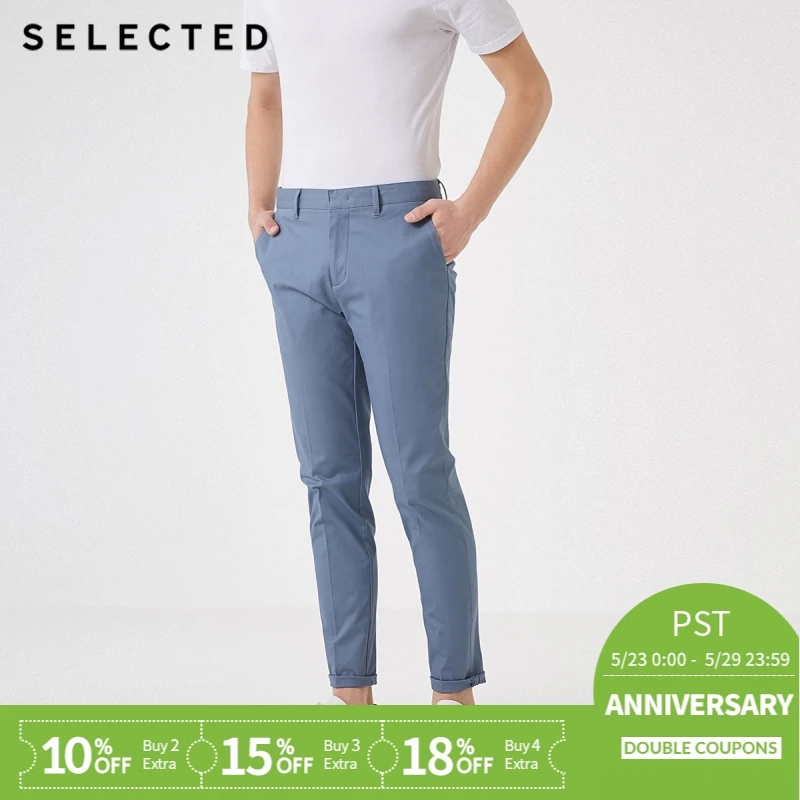 

SELECTED new men's cotton micro-elastic simple business casual pants S|419114555