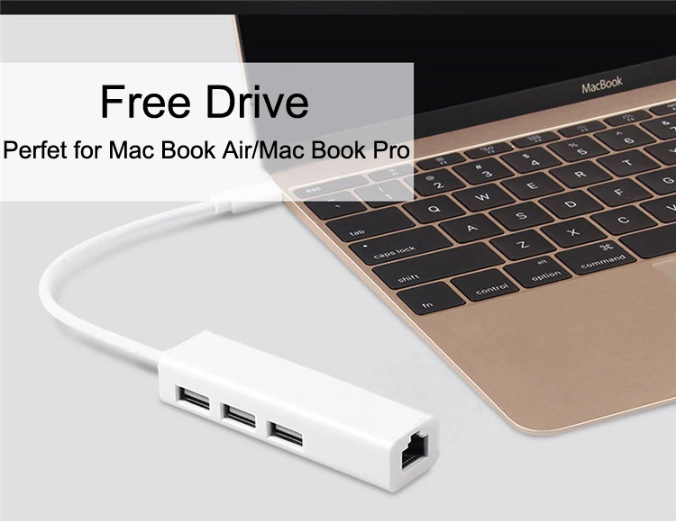 High Performance USB Type C 2.0 HUB 3 Ports with rj45 External Wired Network Card Lan Adapter for Macbook Google Chrome Book | Компьютеры