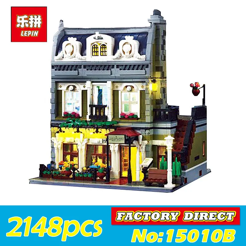 

LEPIN 15010B City street Series The Parisian Restaurant model 10th Anniversary Light Version Building Blocks Bricks Toys 10243