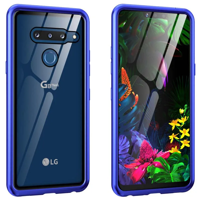 

Luxury Metal Armor Case Arc Aluminum Metal Frame Screw Bumpe Transparent Glass Cover Coque For LG G8 Mobile Phone Case KS0183