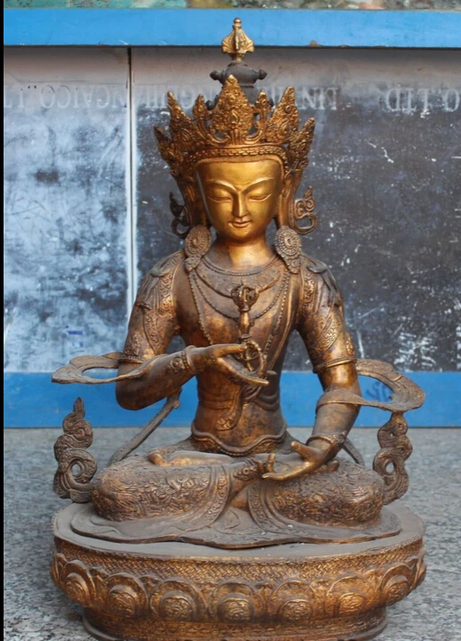 

bi002360 24"Tibet Buddhism Bronze Gilt Green Tara Kwan-yin Guan Yin Goddess Buddha Statue