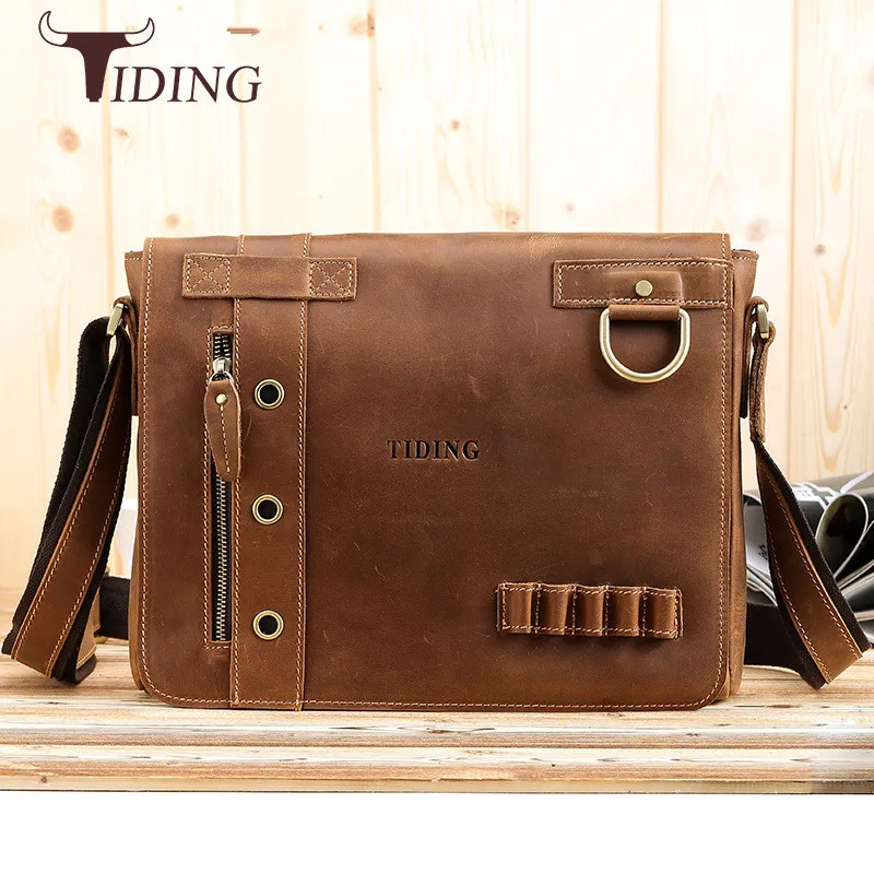 Soft Satchel Laptop Designer Lässig brown Feste Brown Zoll Leder Mens Dark Schultertaschen Cover 1006 Brown 13 Bag Tiding Messenger Echtem S7nqWBB
