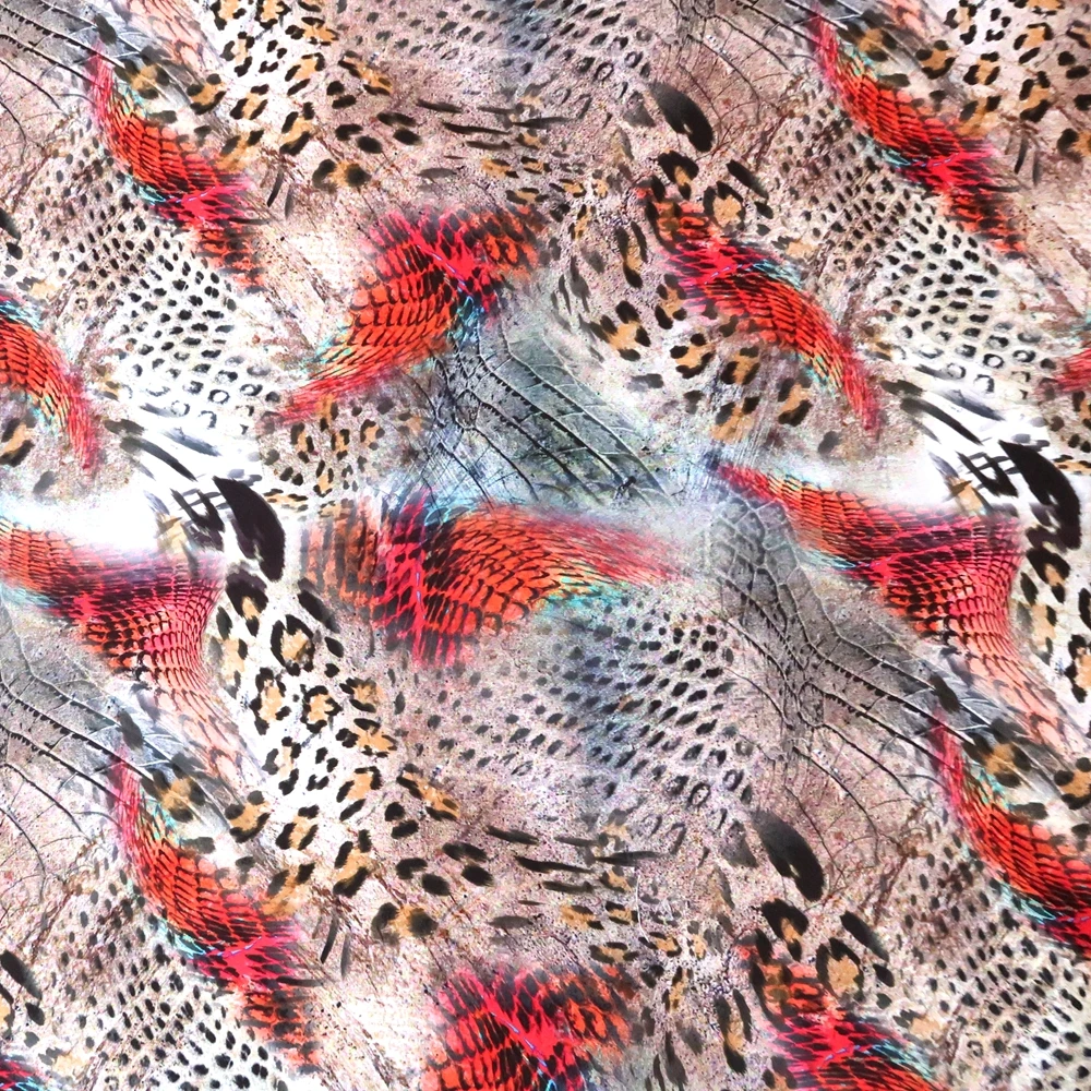 

Fashion leopard sexy painting fabric twill peach skin cloth costume dress cloth pajamas cloth diy purse fabrics 145cm