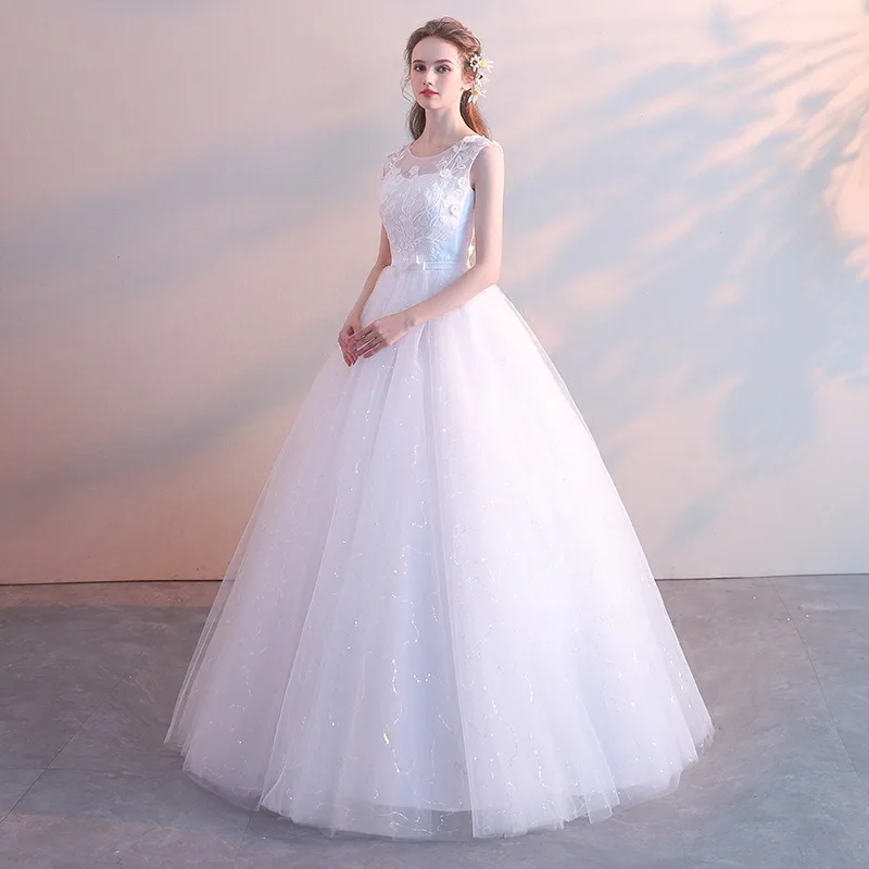 

Korean Version Of The Wedding Dresses 2019 New Married Qidi Princess Simple Pregnant Women High Waist Large Size Slim Dress