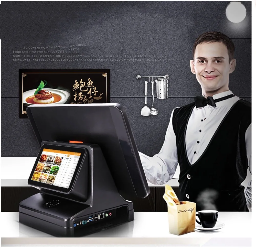 

15.6 inch touch screen pos system /touch screen ordering system with 7inch double screen