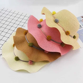 

Cute Baby Hats Summer Spring Baby Girls Solid Caps Kids Straw Weaving Hat Sunhat Baby Beach Hat Newborn Baby Accessories
