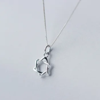 

925sterling-silver Hollow Open Solomon Star of David Magen Hebrew Shield Necklace Pendant Jewish Star Symbol GTLX456