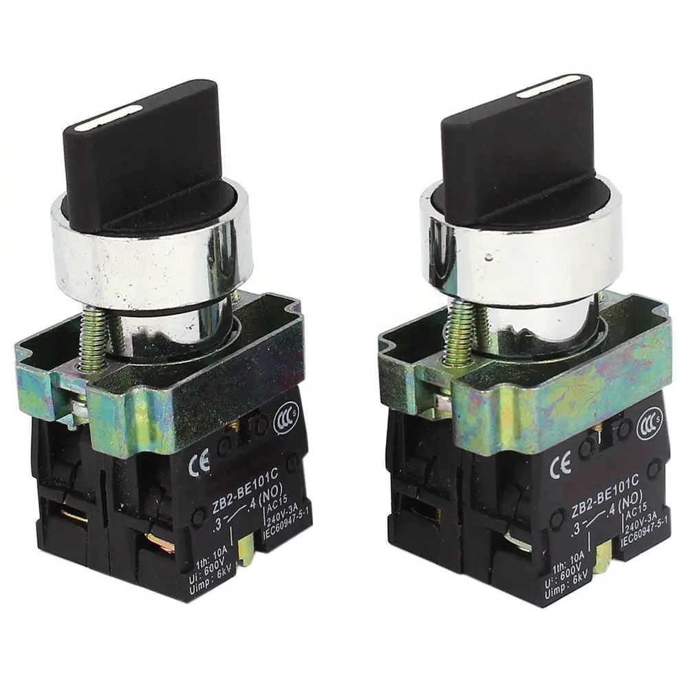 2 Pcs 2NO DPST 3 Positions Maintained Rotary Selector Switch 600V 10A