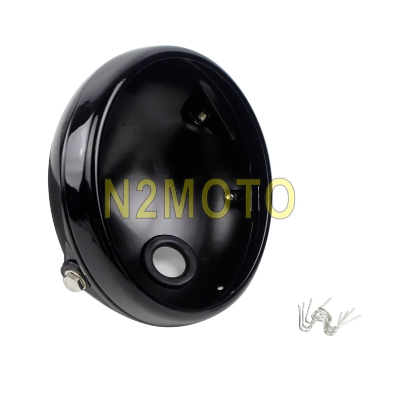 

Round Motorcycle 7" Headlight Housing Universal LED Headlamp Shell For Harley Moto 7 inch Lighthouse Headlight Bulb Bucket Black
