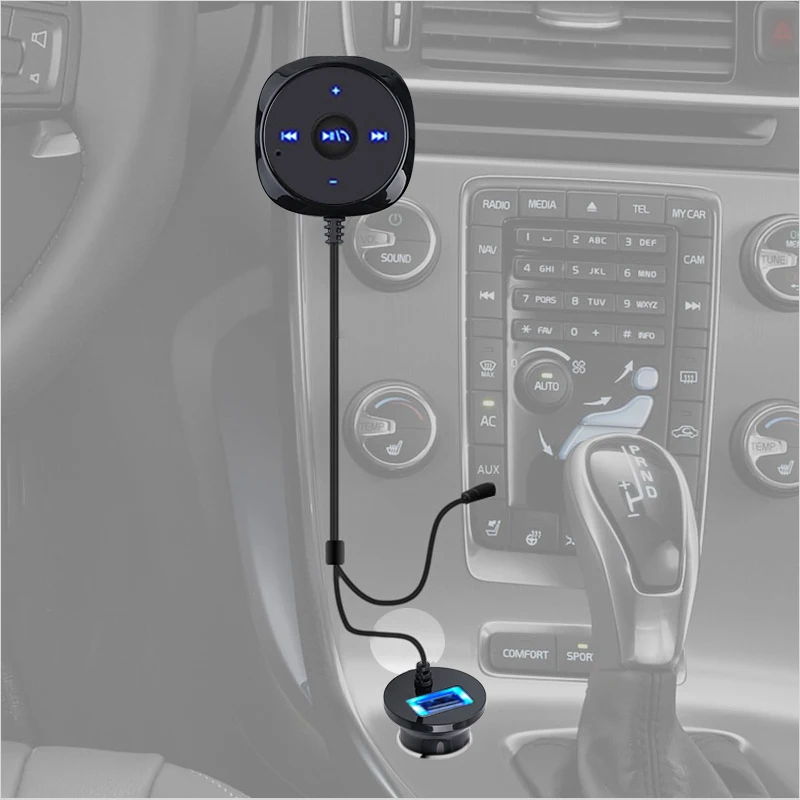 

kebidu Handsfree Bluetooth Car Kit Magnetic Base MP3 A2DP 3.5mm AUX Audio Music Receiver Adapter USB Charger For iphone Android
