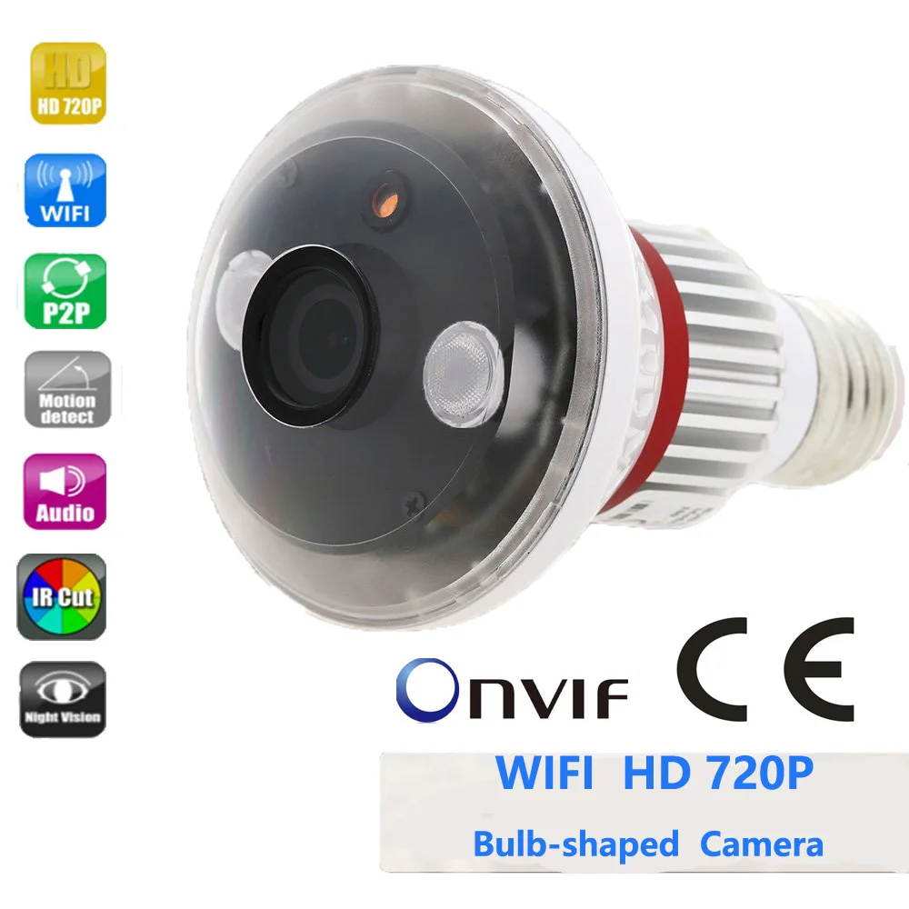 

BC-780C HD 720P WiFi Bulb P2P IP Network Camera With 2Pcs IR LED Array Support Wireless Alarm Sensors Surveillance Camera
