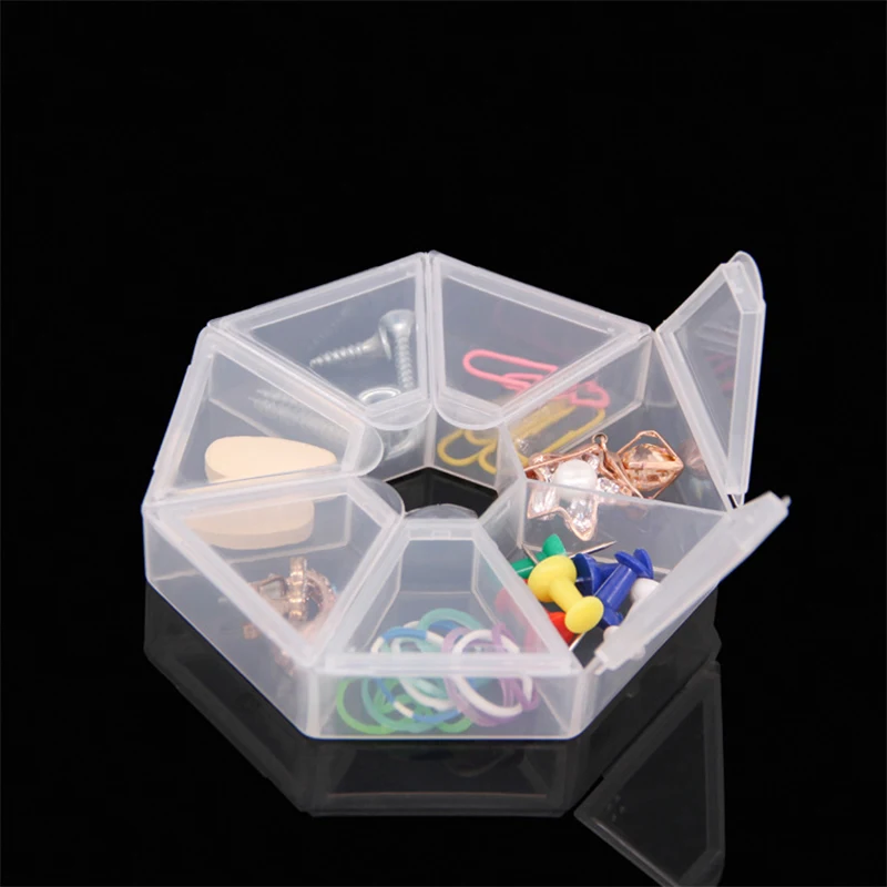 

1pcs Mini 7 Grids Cell Round Storage DIY Tool Box Case Organizer Container Rhinestone Nail Art Jewelry Earring Electric Screw