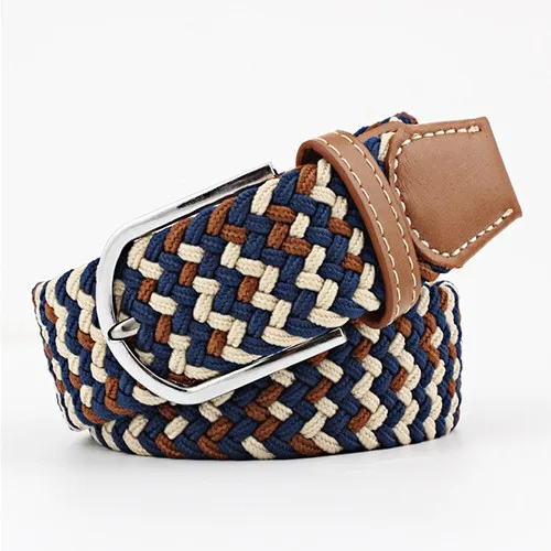 Hot Colors Belt Casual Women Knitted Pin Buckle Belt Fashion Woman Woven Elastic Stretch Belts Canvas Female - Цвет: mi-ka-lanP