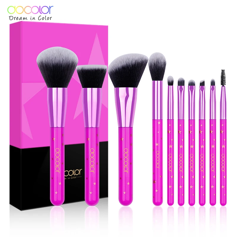 

Docolor New 10PCS Makeup Brushes Set Synthetic Hair Brushes Beauty Make Up Brushes Large Powder Foundation Brushes for Makeup
