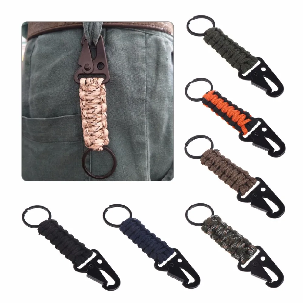 Parachute Cord Lanyard Keychain Climbing Carabiner Camping Outdoor