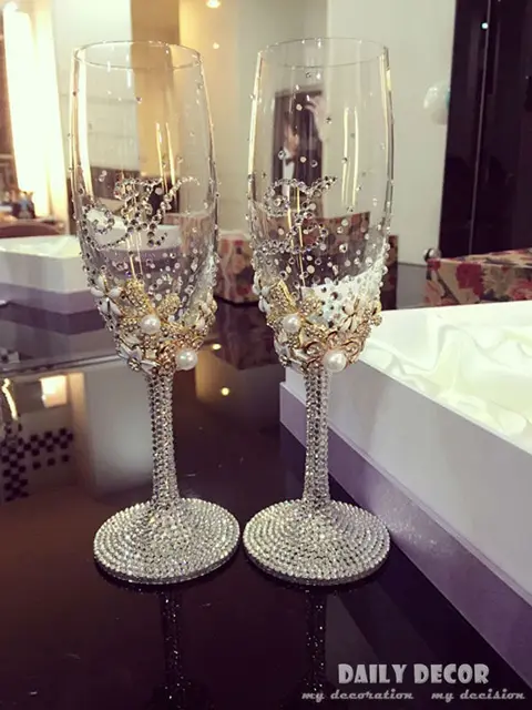 Personalized High Quality Luxury No Lead Rhinestone Champagne Cup Personalized High Quality Luxury No Lead Rhinestone Champagne Cup Bride And Groom Wedding Wine Gl