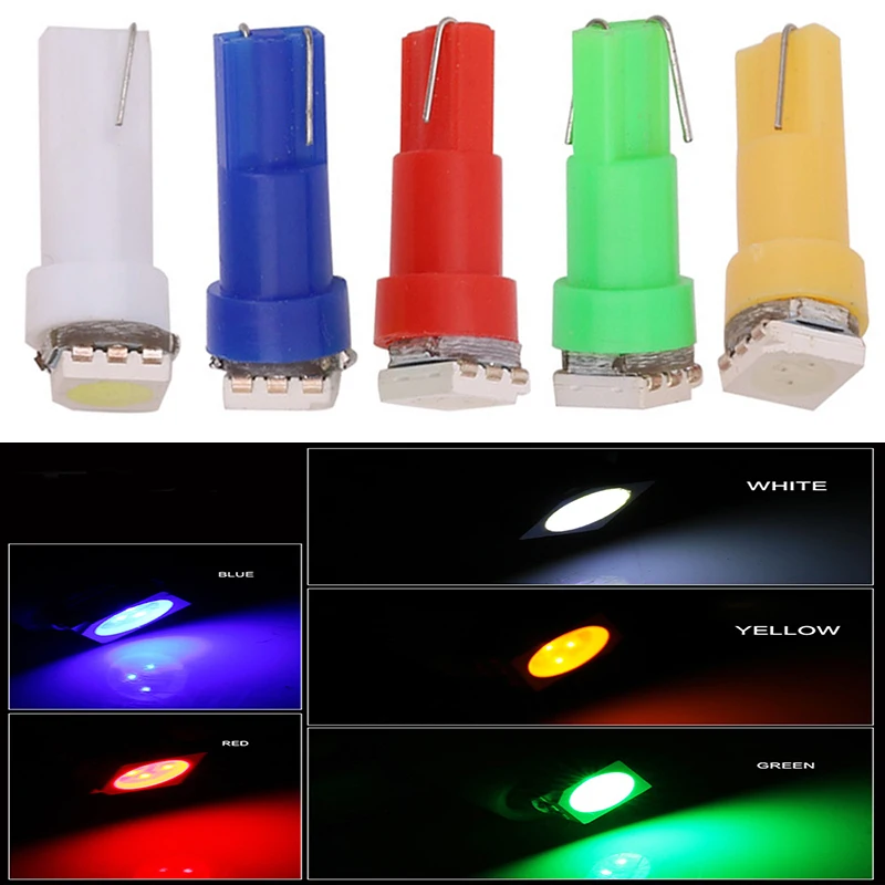 

10pcs T5 17 37 73 74 SMD 5050 Auto LED Lamp Car Instrument Panel Instrument Bulb 12v For Universal Auto Indicator Lamp