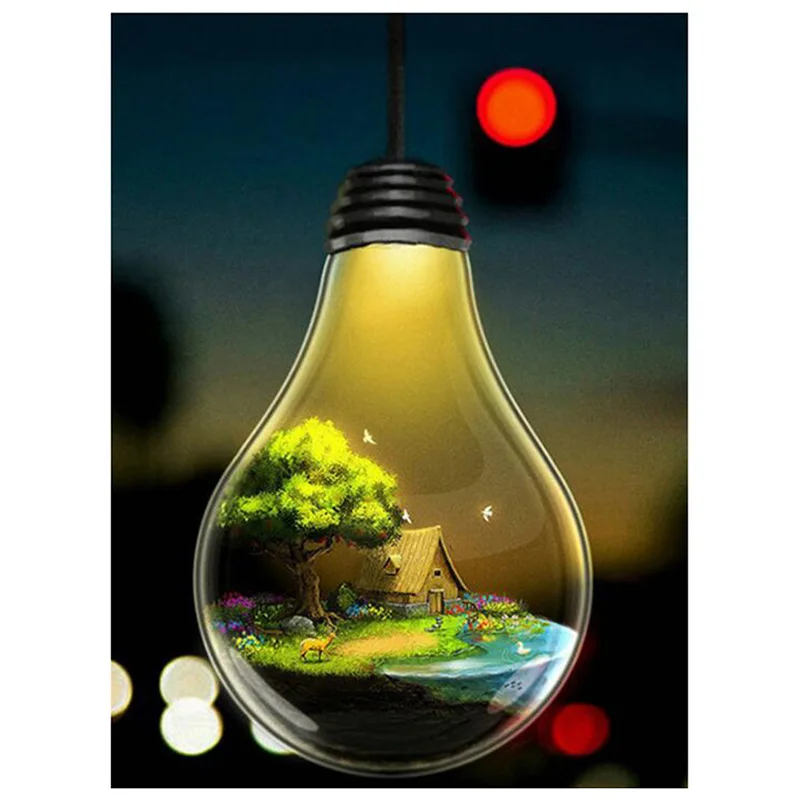 

New 5D Diy diamond painting cross stitch Landscape of bulb house Full Square Drill embroidery Needlework Rhinestone home decor