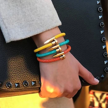 

Mcllroy bracelet men/316L stainless steel nail/luxury/Stingray bracelets for women men customized handmade charms couple jewelry