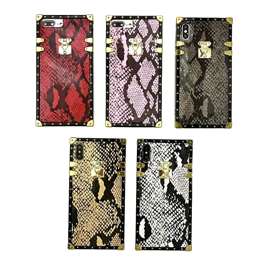 Модный Роскошный брендовый квадратный чехол из змеиной кожи для iphone X XS Max XR 6 6S 7 8
