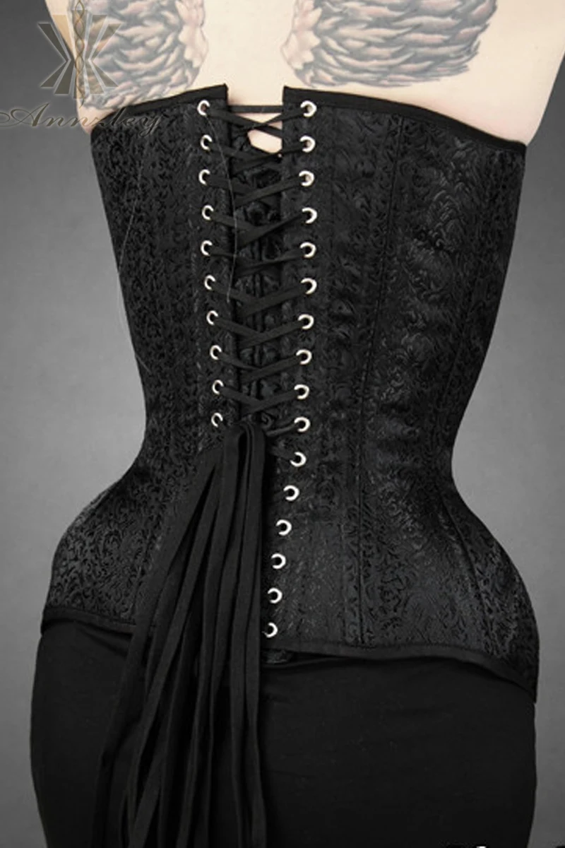 Longline Double Steel Boned Waist Training Overbust Corset Top Tight Lacing Vorset (2)
