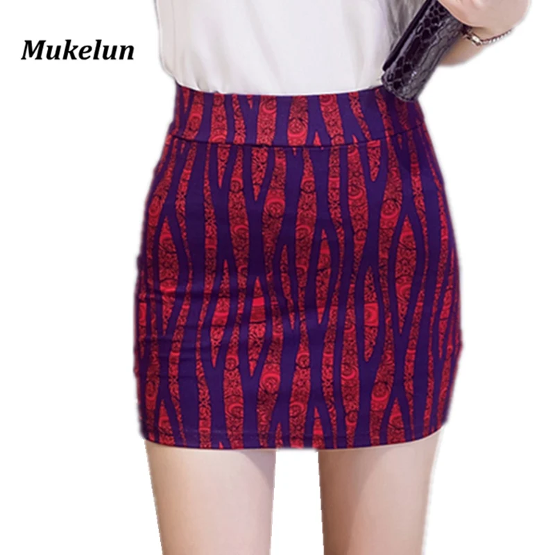 Летняя женская винтажная элегантная повседневная юбка женская сексуальная офисная юбка с принтом плюс размер Высокая талия карандаш для женщин мини-юбка