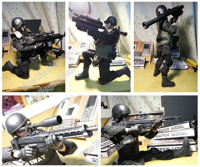 8Pcs 1:6 4D Gun Model Black Soldier Weapon Rocket Launcher