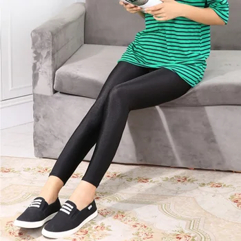 

Women Shiny Stretch Pants Ankle Length Leggings Fitness Pant Thin Cropped Pencil Pants