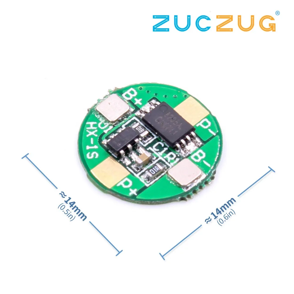 

youe shone 3.7V14500 lithium battery protection board against overcharge and discharge 2.5A current limit apply 1 string polymer