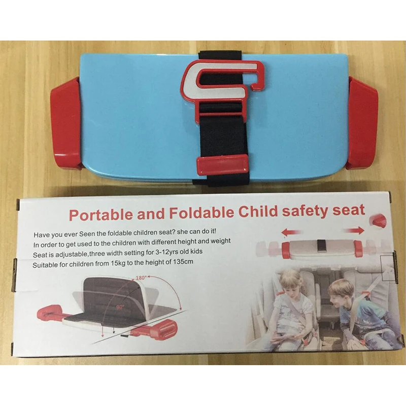  Foldable Child Safety Seat Increased Pad Portable Car Booster Seat Belt Converter Adjustable for 3-