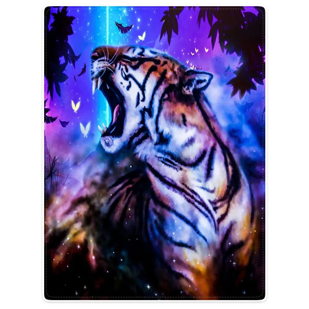 

HommomH Blanket Throw Comfort Warm Soft Plush Throw For Sofa Tiger Butterfly Star Dreamy Night Blue