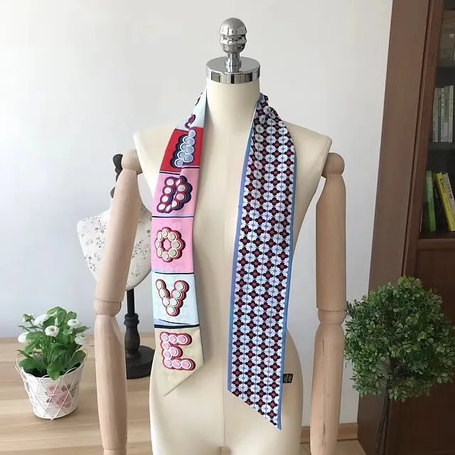 

New Luxury Brand Letter Chic Design Fashion Narrow Scarf Long H Lady Choker Lady Bag Ribbon Decoration Bag Ribbon Scarves Belt