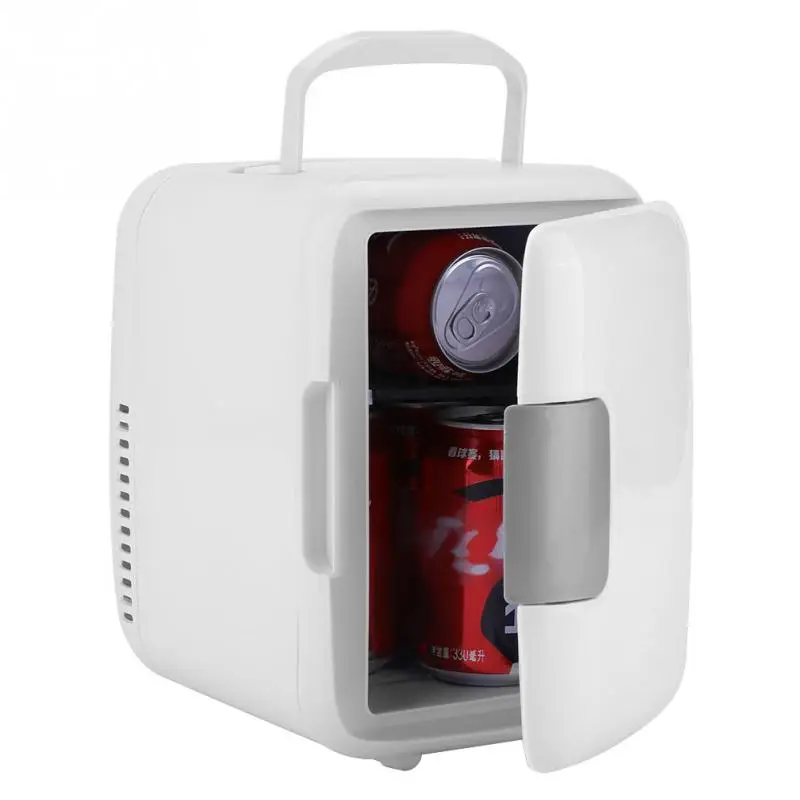 Портативный 4L DC12V AC220V туристический автомобиль Офис холодильник кулер теплее мини-холодильник - Цвет: Белый