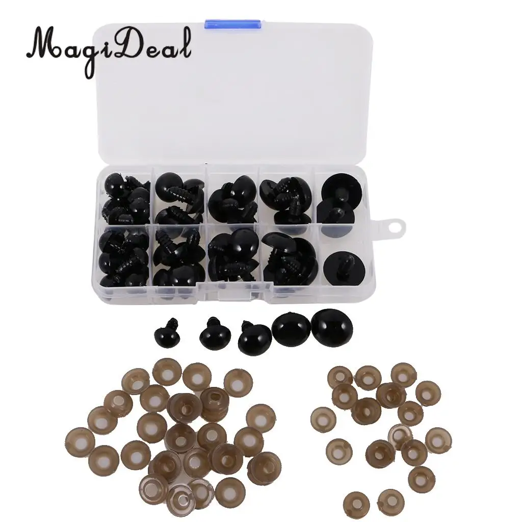 Hot Sale Black 12-20mm Plastic Safety Eyes with Washers for Teddy Bear Doll Dog Plush Animal DIY Craft Toy