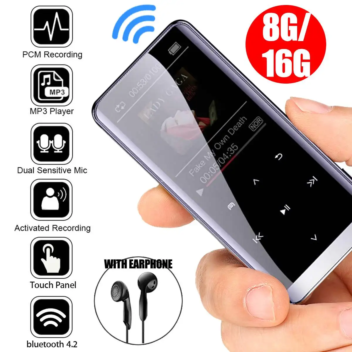 Скидка 16 Гб bluetooth MP3 плеер наушники HiFi fm радио мини font b USB b font mp3 спортивные MP 4 HiFi портативные музыкальные плееры диктофон