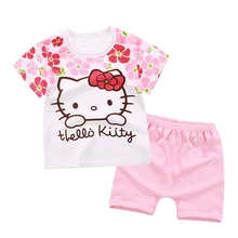Комплект одежды для малышей из 2 предметов; летняя футболка с рисунком+ шорты; одежда для маленьких мальчиков и девочек