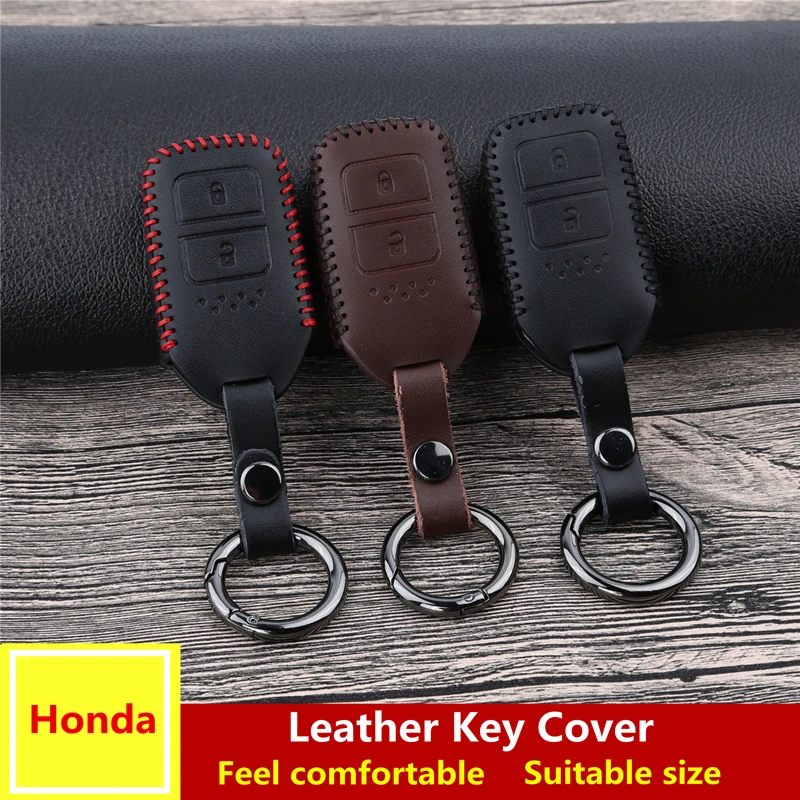 

Leather Car Key Cover Case Keychain Protect Skin For Honda Accord Civic CRV CR-V 2015 2016 2017 2018 Vezel XRV Crosstour
