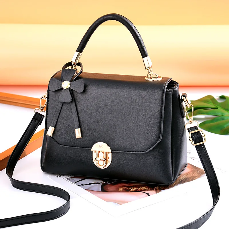 

Women Handbag Pu Leather Solid Color Messenger Bags Fashion Flap Lock Shoulder Crossbody Bags Zipper Top-Handle Purse Sac A Main
