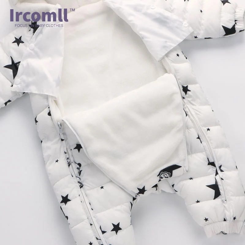Ircomll Новый Зимний Детский комбинезон с капюшоном в виде панды и звезд для