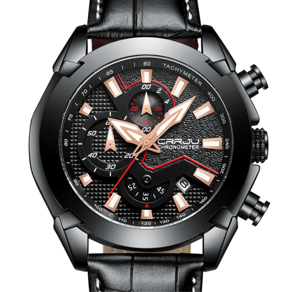 Часы reloj hombre мужские светящиеся роскошные деловые спортивные с хронографом